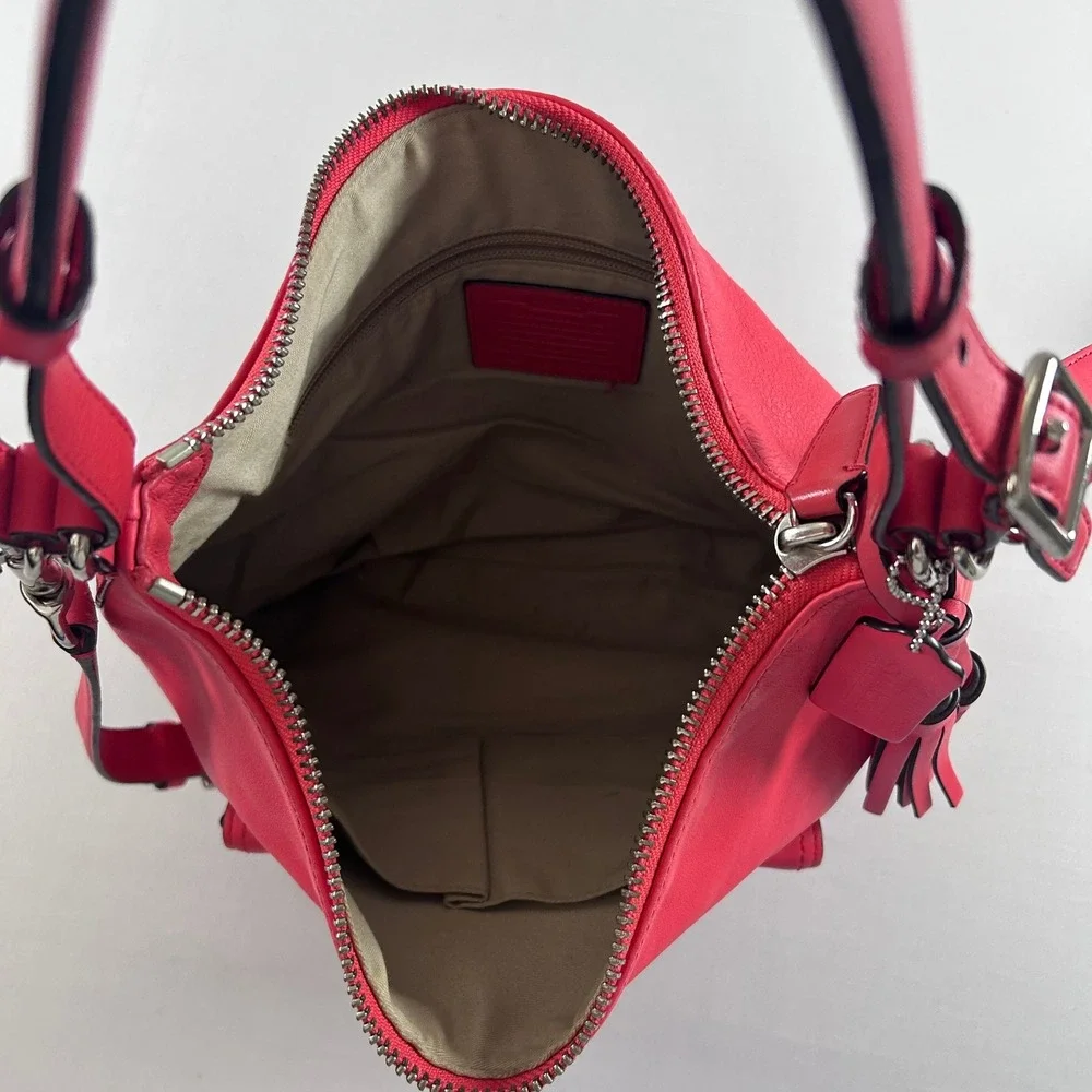 Coach Legacy Courtenay Hobo Purse 2 Way Shoulder Bag Bright Coral Style #22381
